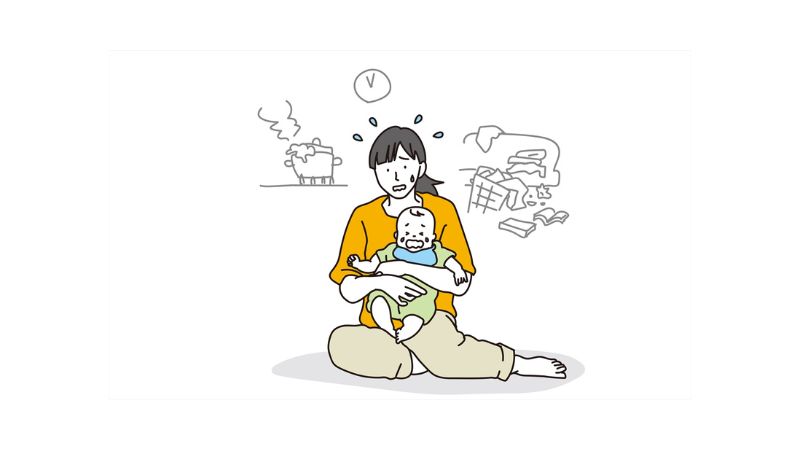 家事と育児に追われているお母さん