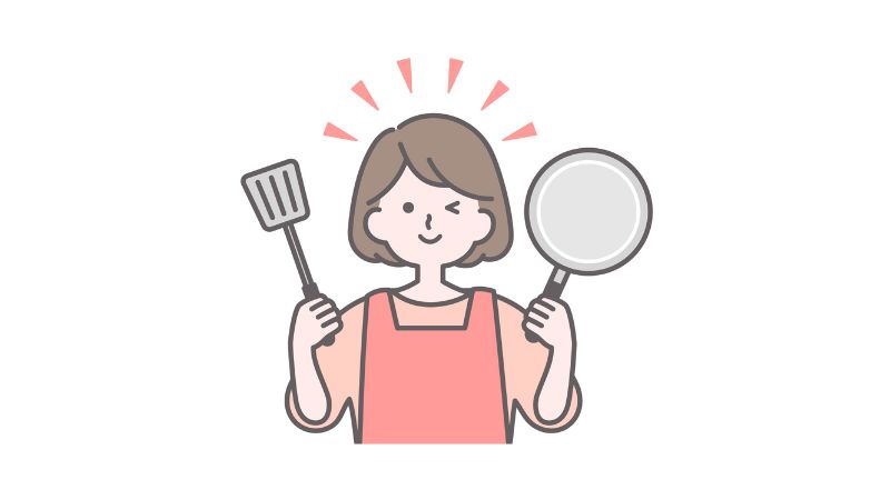 料理をしているお母さん