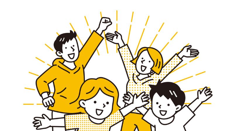 はしゃぐ仲良し家族