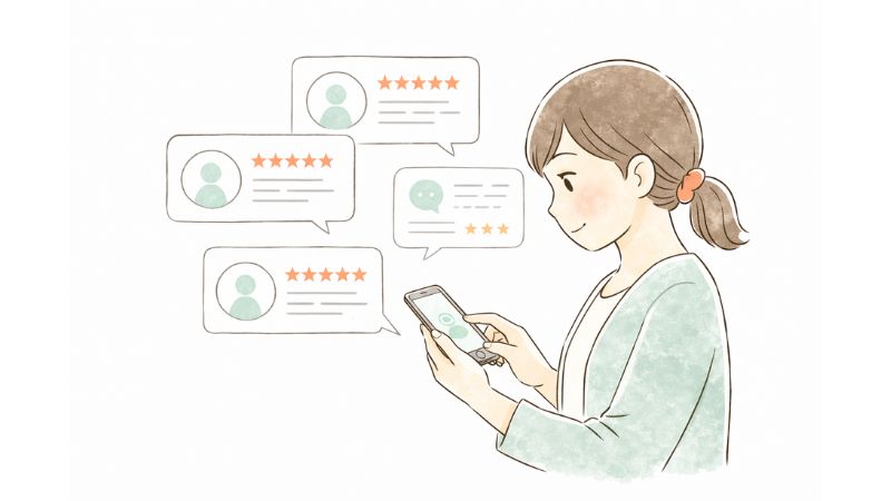 出張撮影サービスの口コミを確認するママ